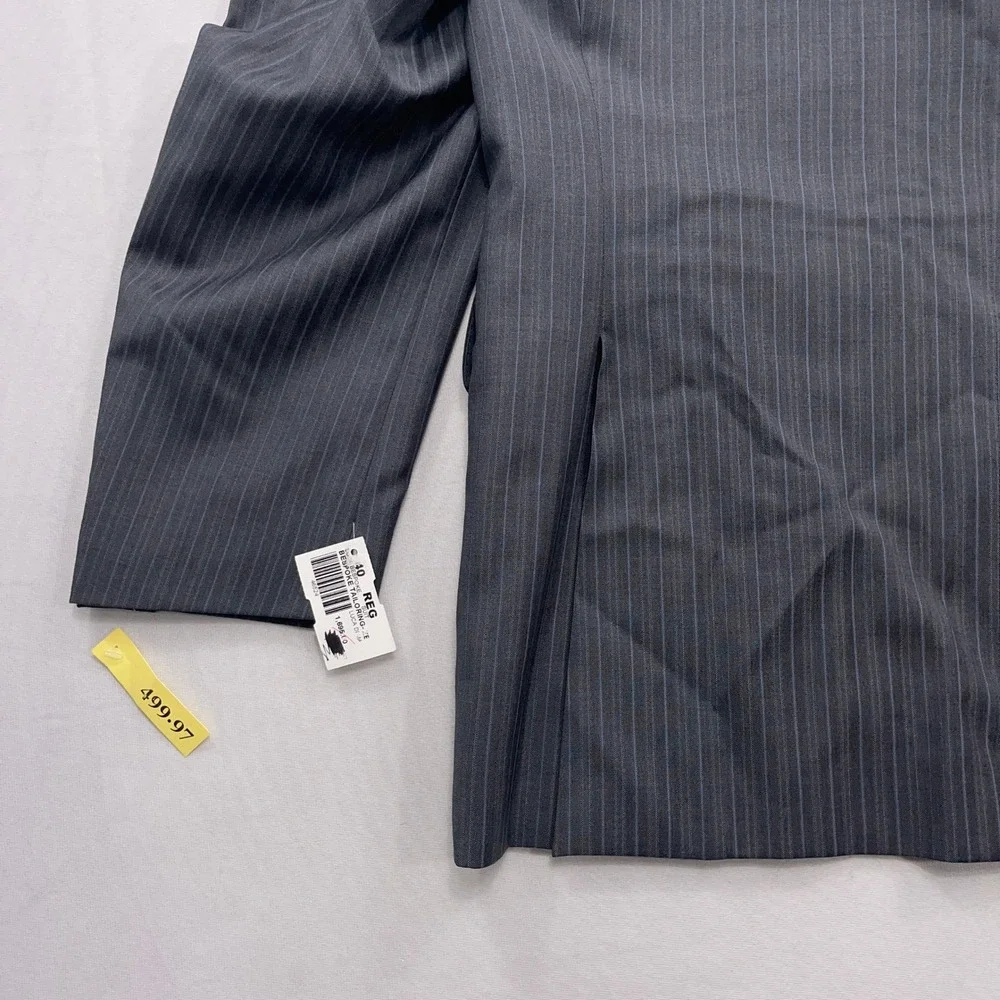 Ermenegildo Zegna Blazer Wool Silk Pinstripe Grey Mens 40R NWT $1600 Retail